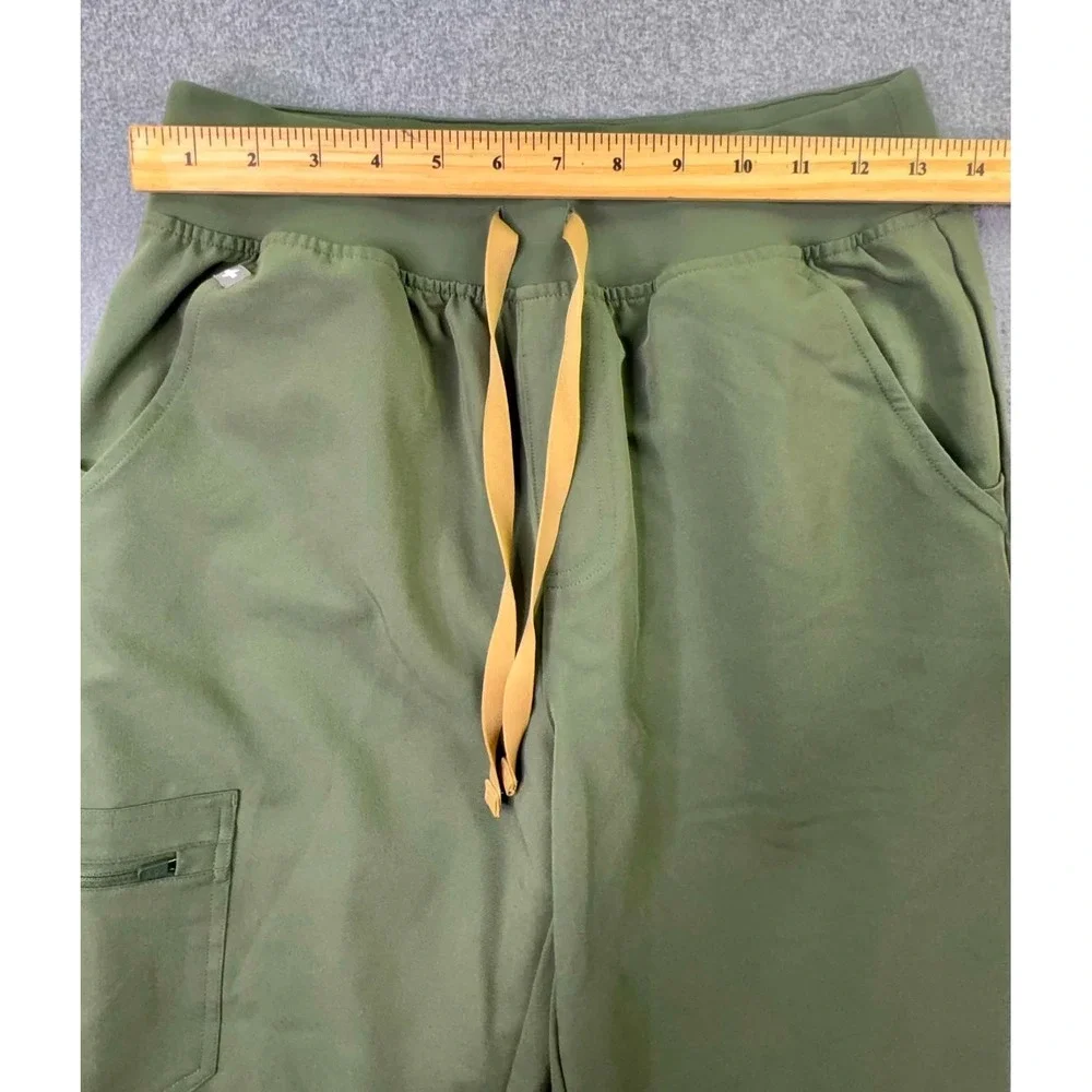 FIGS HW Zamora Jogger Scrub Pants Womens S Petite Green Zip Pockets RN Medic